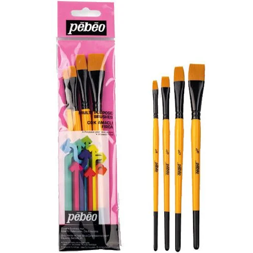Pebeo 4'Lü Fırça Seti Set-10 Düz Kesik NO: 1/4, 3/8, 1/2, 5/8