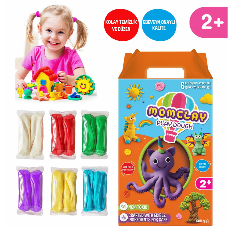 Momclay 6 Renk Oyun Hamuru 600 Gr