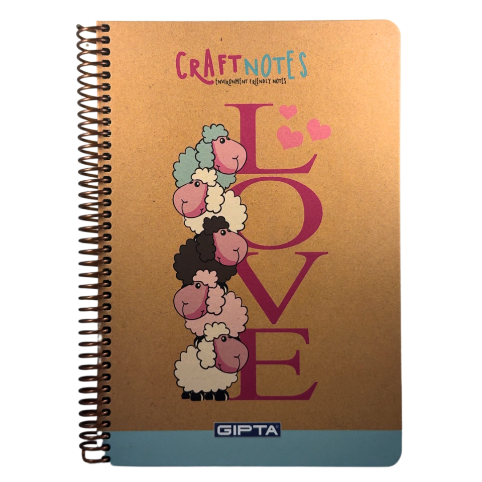 Gıpta Craft Notes Spiralli Sert Kapak 100 Yaprak Kareli Defter ( 17x24 )