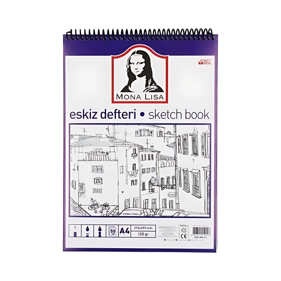 Mona Lisa Monalisa Eskiz Defteri A4 120gr 50yp Telli