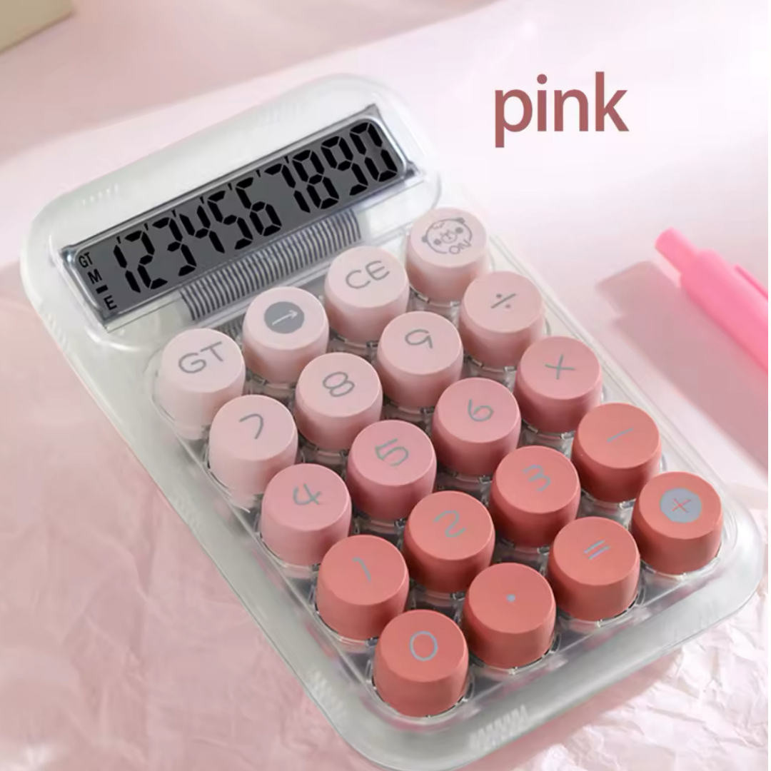 Vukito Şeffaf Renkli Hesap Makinesi Pembe