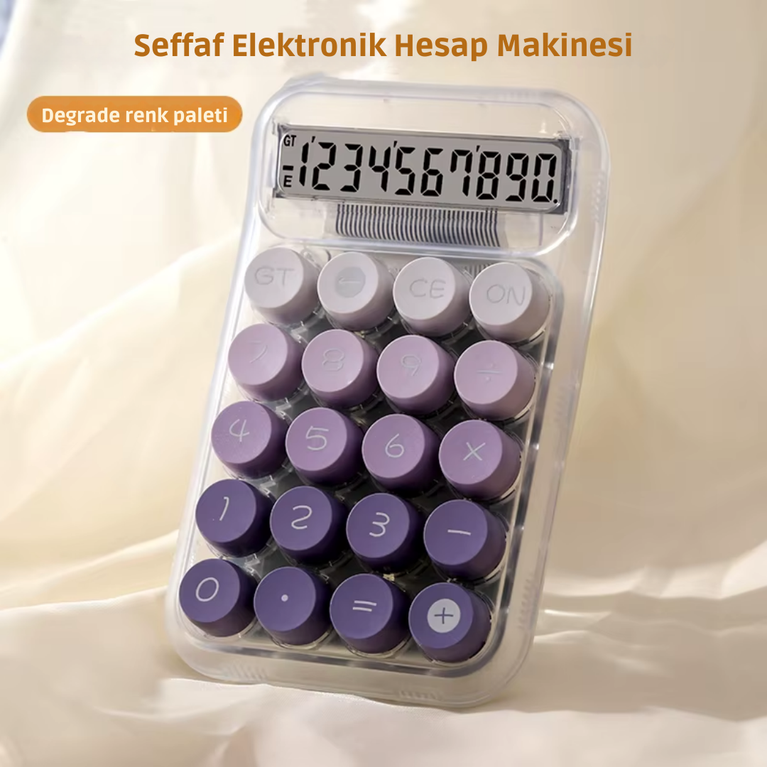 Vukito Şeffaf Renkli Hesap Makinesi Pembe