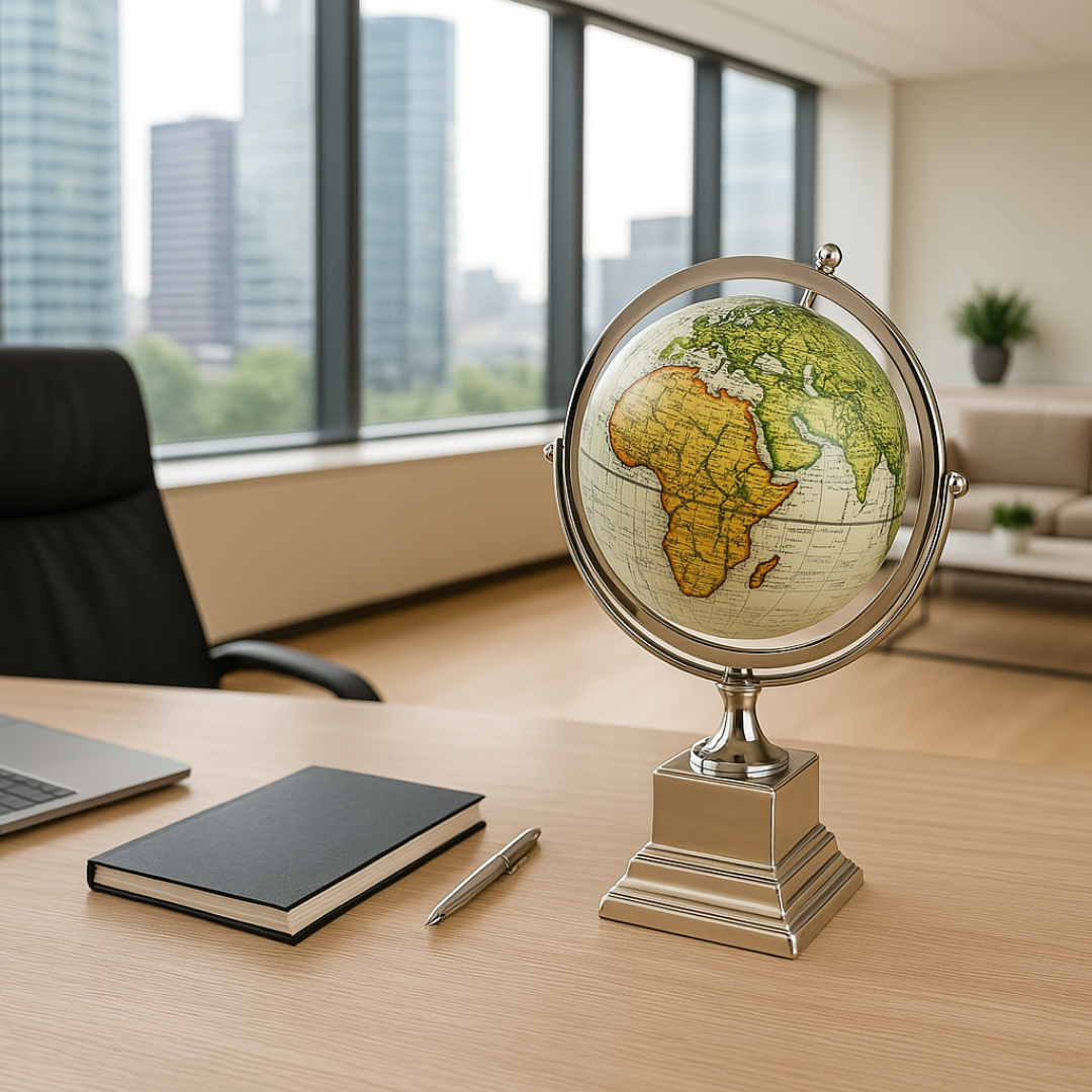 Vintage Metal Gövdeli Dekoratif Dünya Küresi