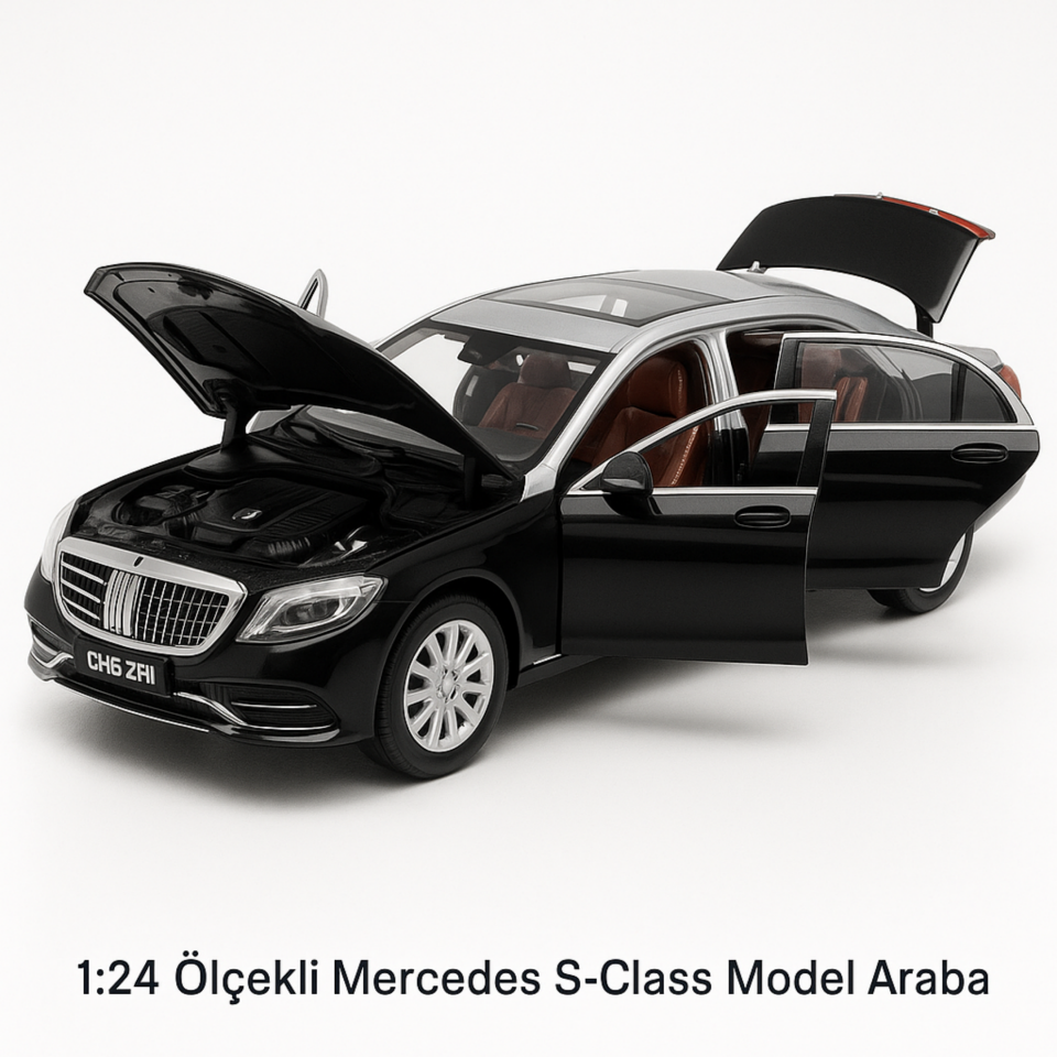 1:24 Ölçekli Mercedes-Benz S-Class Model Araba
