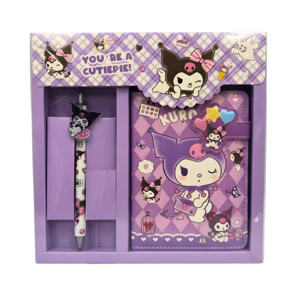 Kuromi Temalı Kırtasiye Seti – Kapaklı Not Defteri + Tükenmez Kalem