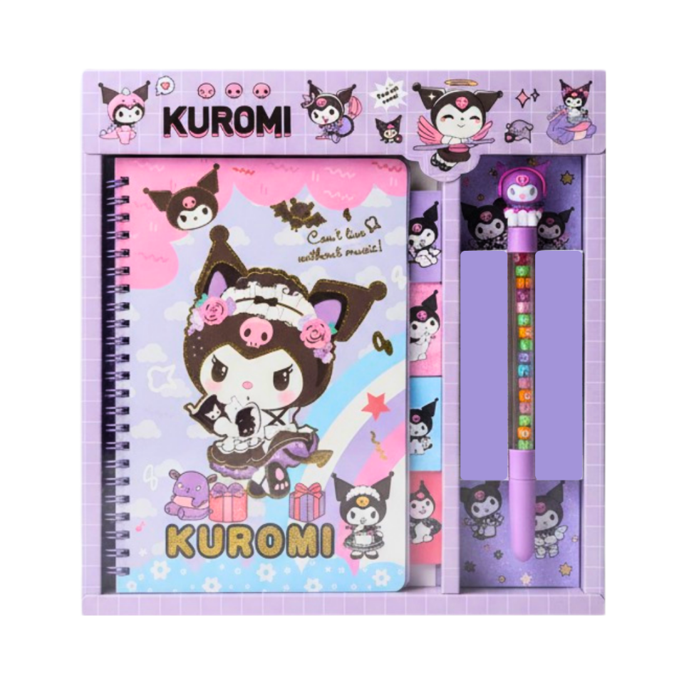 Kuromi Kırtasiye Seti – Spiralli Ayraçlı Defter + Tükenmez Kalem