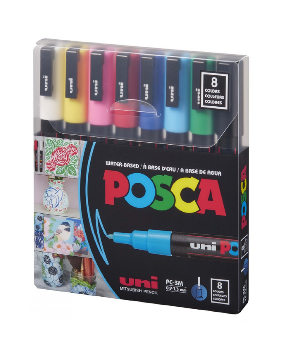 Uni-Ball Uni Posca 0.9-1.3 Su Bazlı Poster Markörü 8Li