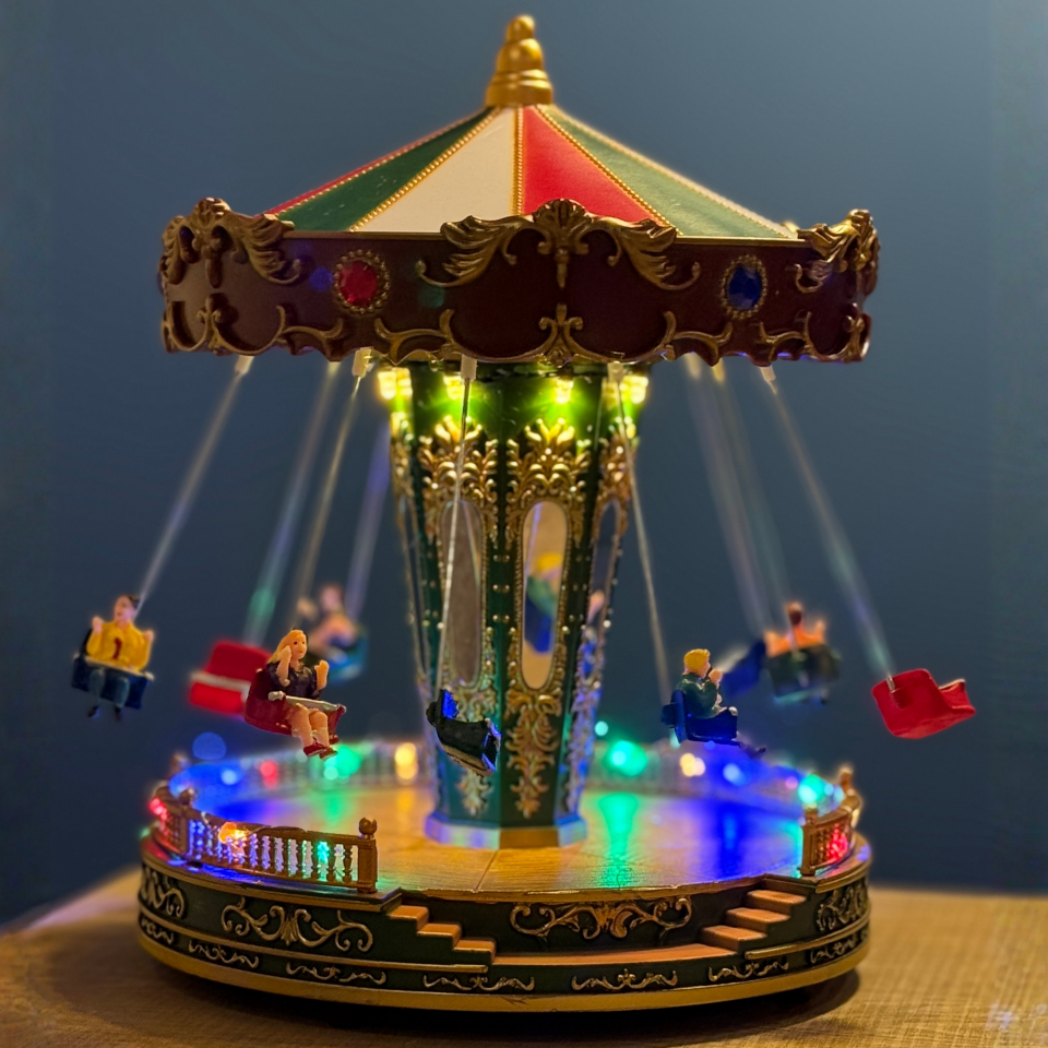 Işıklı Müzikli Hareketli Noel Salıncağı – Christmas Swing Carousel Dekor