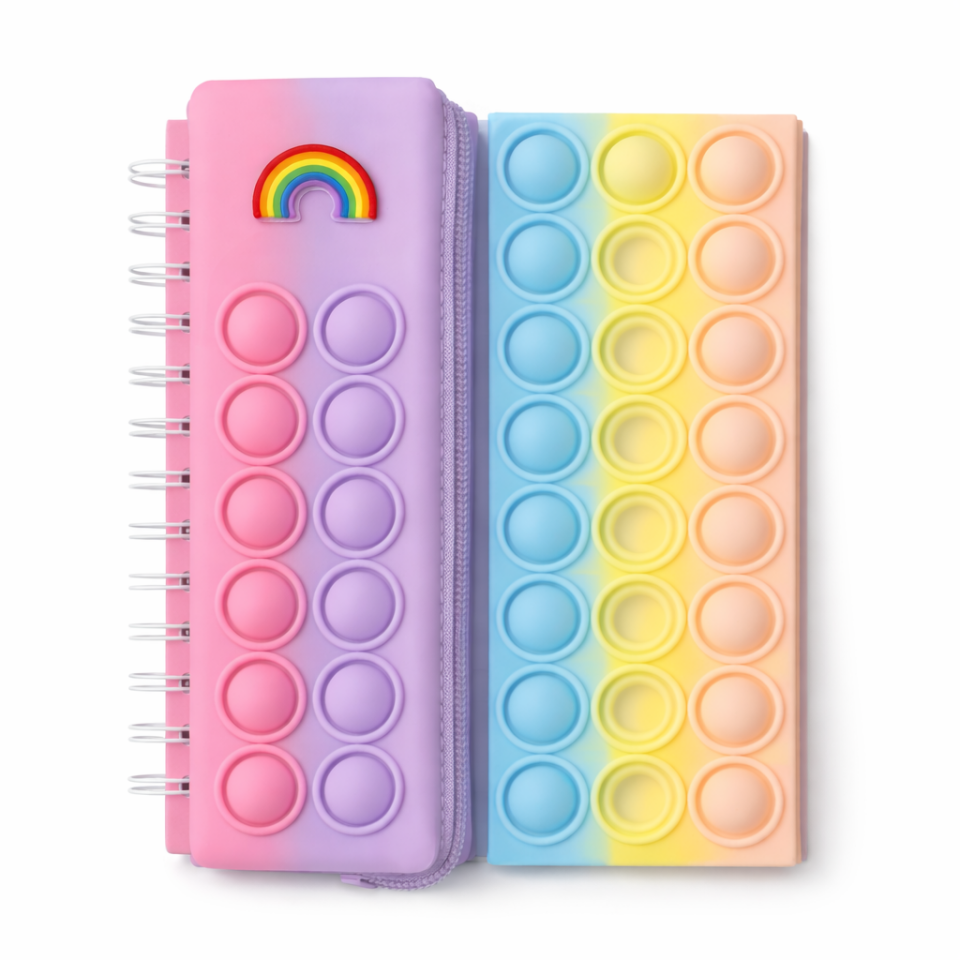 A5 Popit Kapaklı Spiralli Çizgili Defter 80 Yaprak Kalemlikli