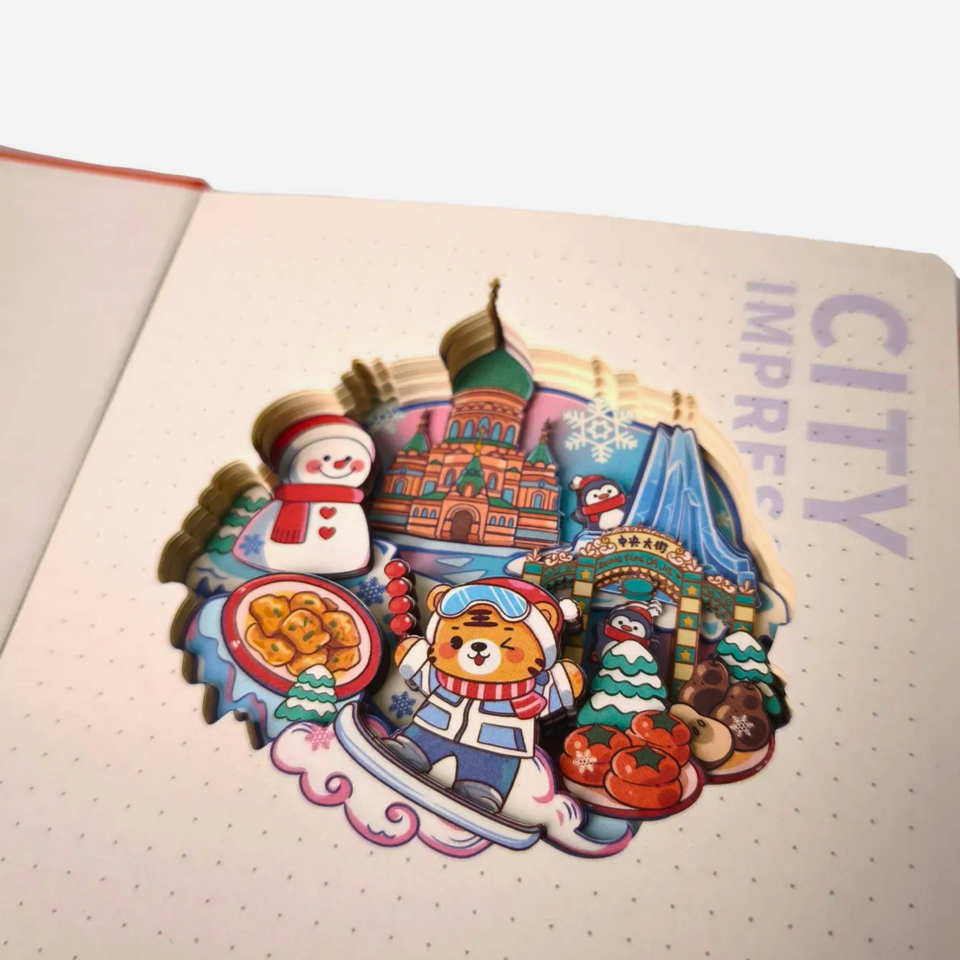 3D Lazer Kesimli Defter Stereo Katmanlı Oyma Sayfalı Defter Ajanda Bloknot 14x21 cm 120 Yaprak