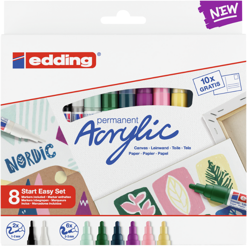Edding Akrilik Marker Easy Start Set Nordic 8 Mix Kalem