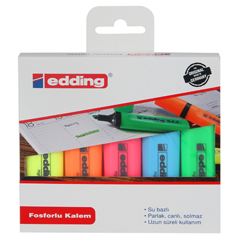 Edding 344 Fosforlu Kalem Seti 5 Renk