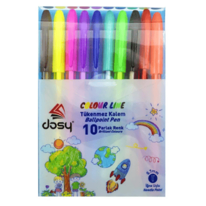 Dosy Colour Line 0.7 mm 10'lu Tükenmez Kalem
