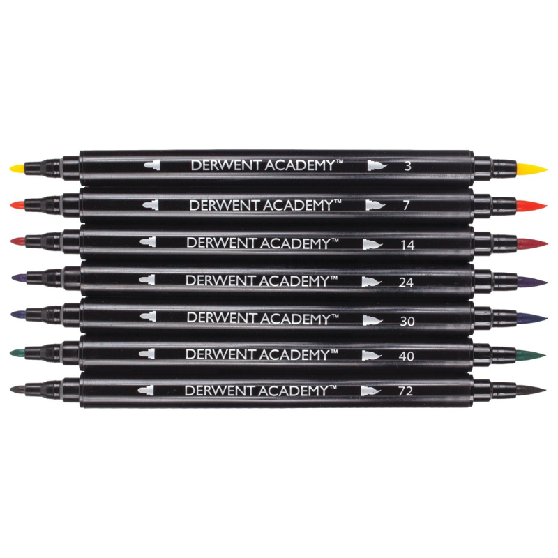 Derwent 98206 Academy Twin Çift Uçlu Keçeli Kalem 8'li Set