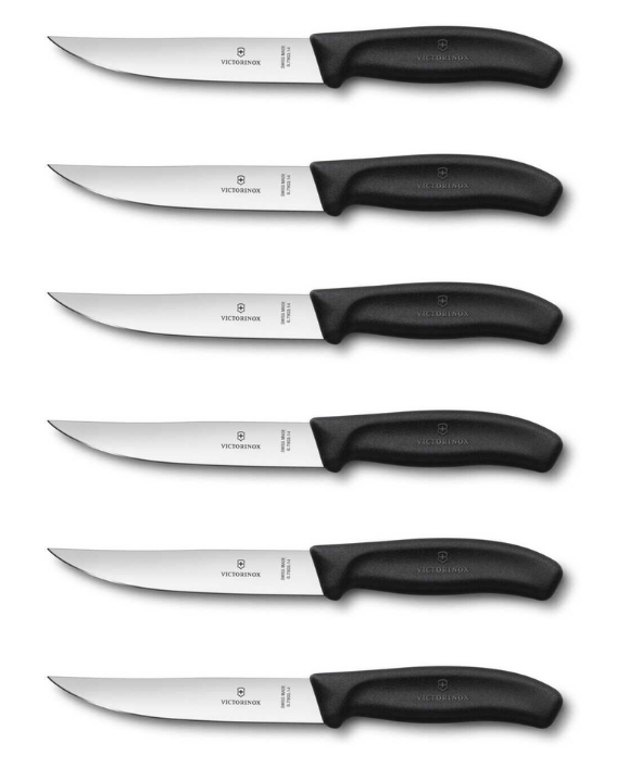 Victorinox 6.7903 Swiss Classic 12cm Düz Biftek Bıçağı, Siyah 6' lı Set