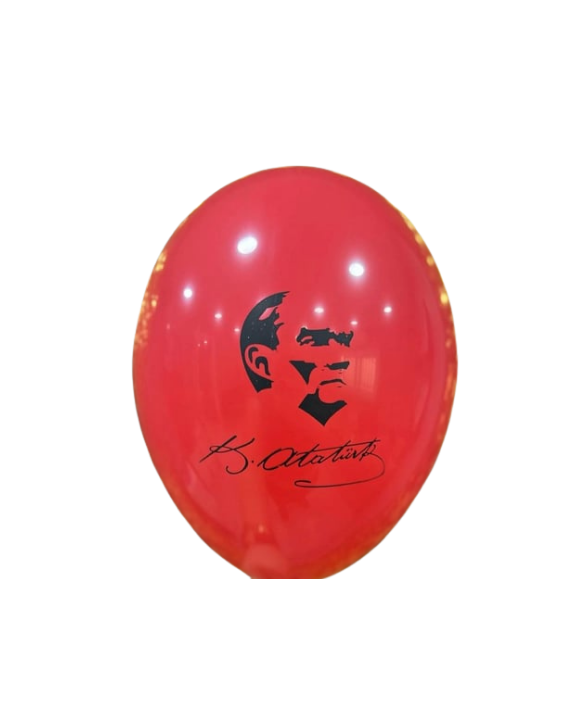 Atatürk'lü Balon 14A Kırmızı Çift Taraflı 10'lu Paket