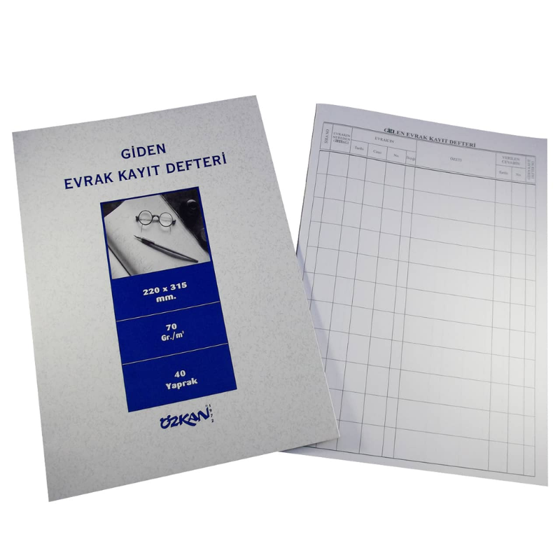 Özkan Giden Evrak Kayıt Defteri 40 Yaprak