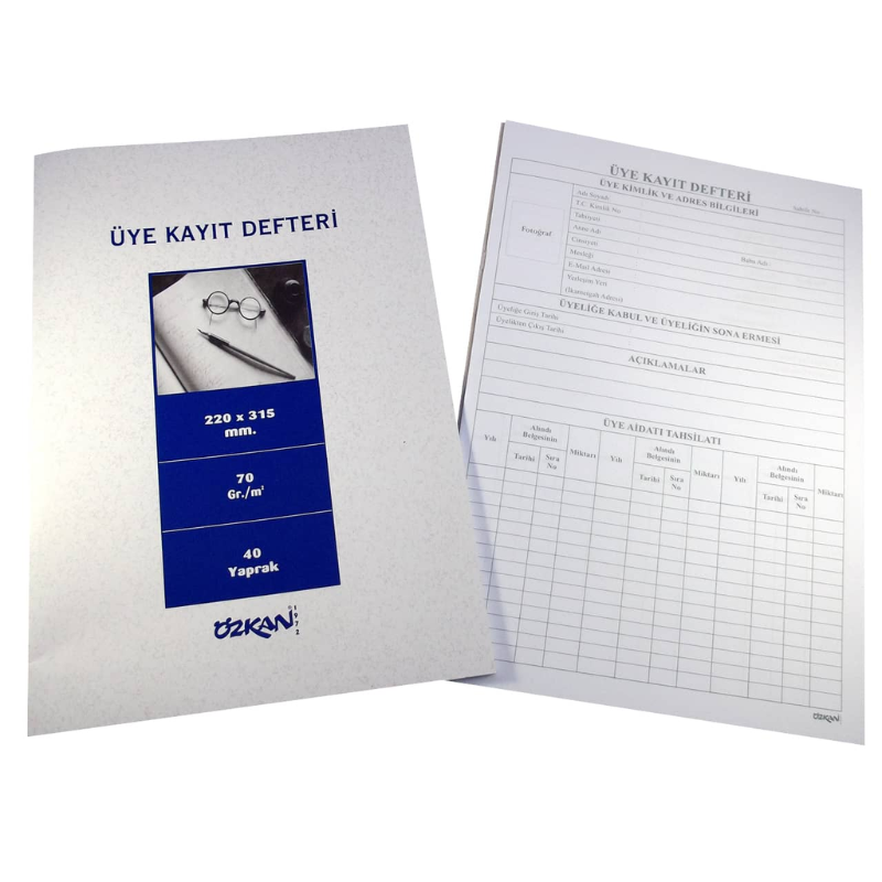 Özkan Üye Kayıt Defteri  40 Yaprak