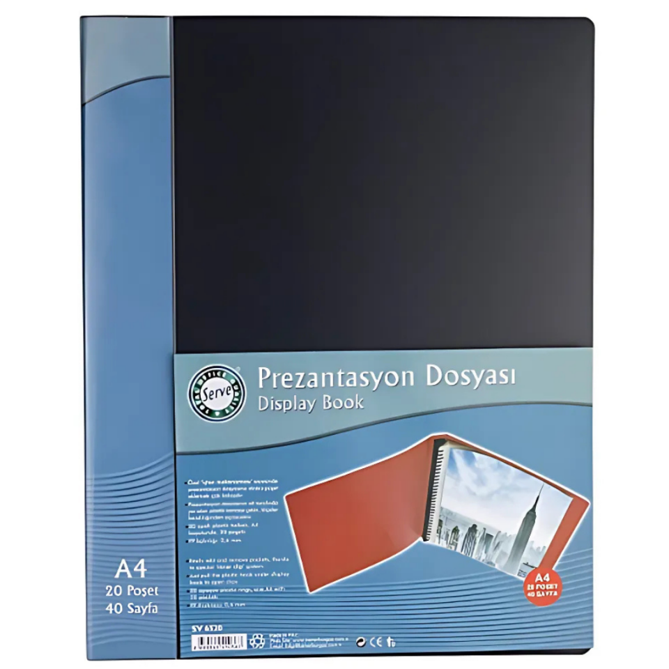 Serve Spiralli Sunum Dosyası 20 Poşet 40 Sayfa Prezantasyon Dosyası SV-6520