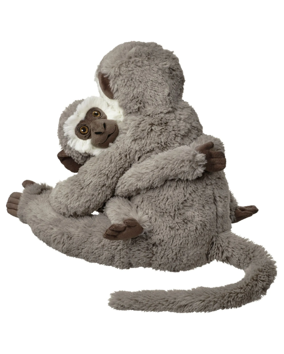 Vervet Maymunu ve Yavrusu 32 cm Gri Peluş Oyuncak