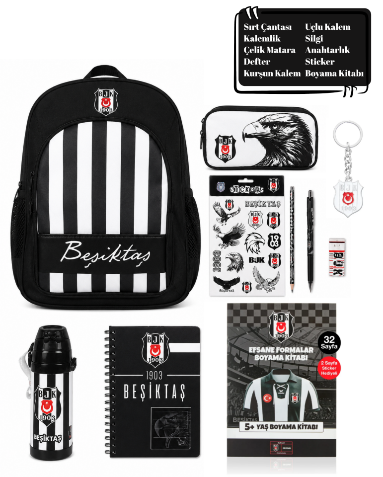 Beşiktaş Lisanslı Okul Kırtasiye Seti 10 Parça
