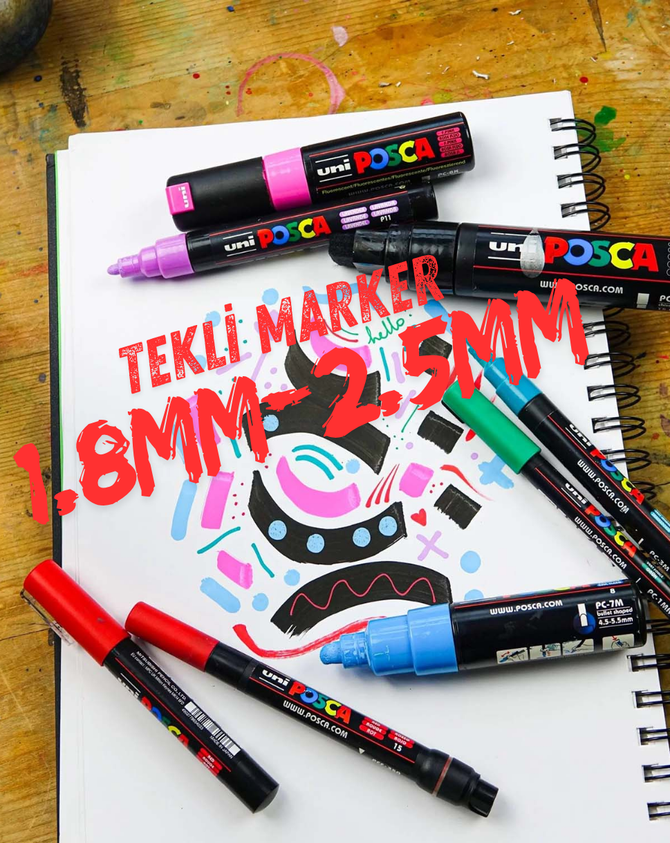 Uni-Ball Posca PC-5M 1.8 - 2.5 mm Su Bazlı Poster Markörü